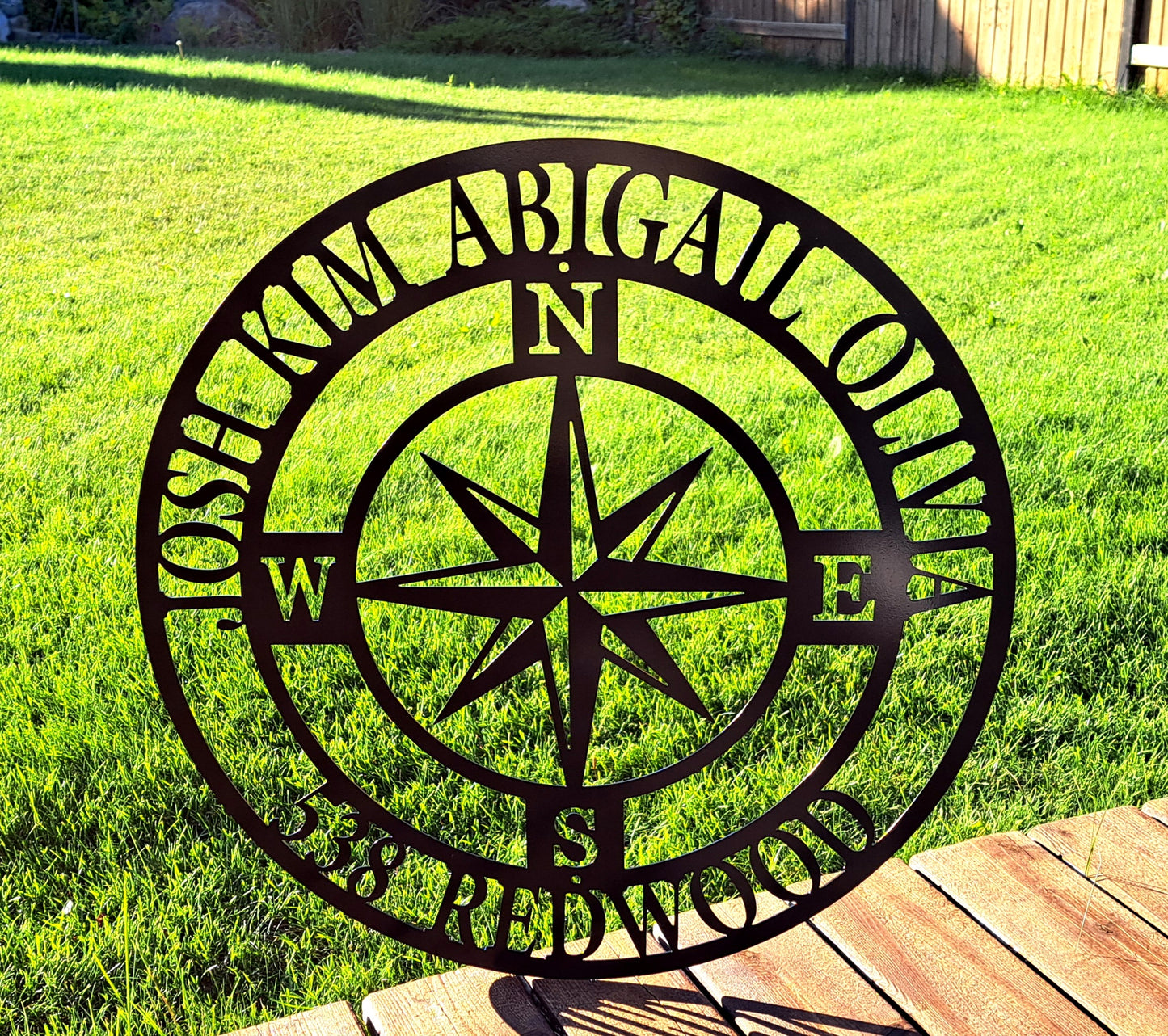 Modern Round Eight-Point Compass Metal Sign