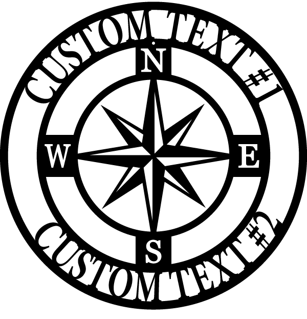 Modern Round Eight-Point Compass Metal Sign