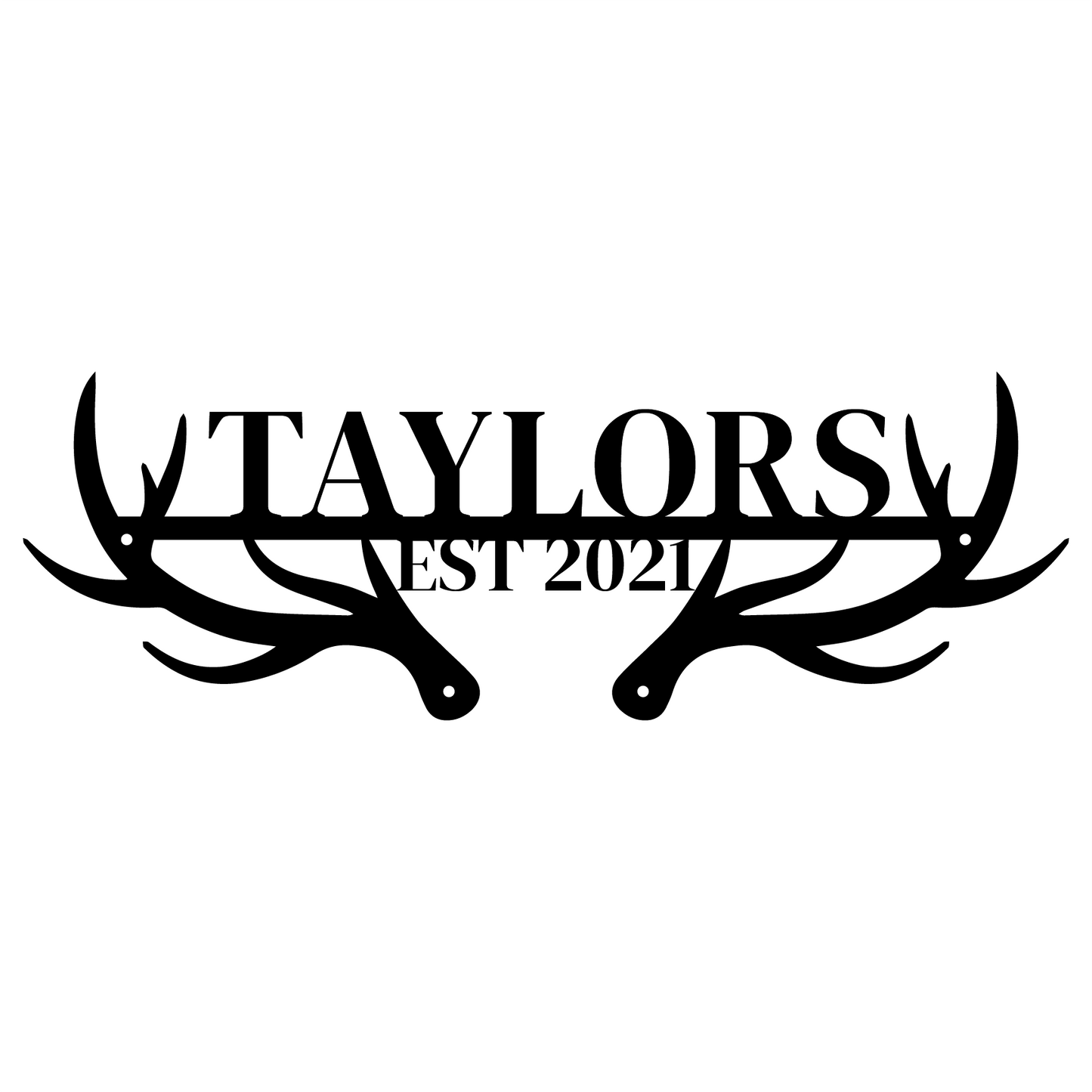 Rustic Antler Family Name Sign with Established Date