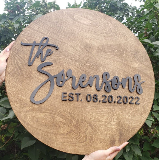 Round Wooden Wedding Guestbook