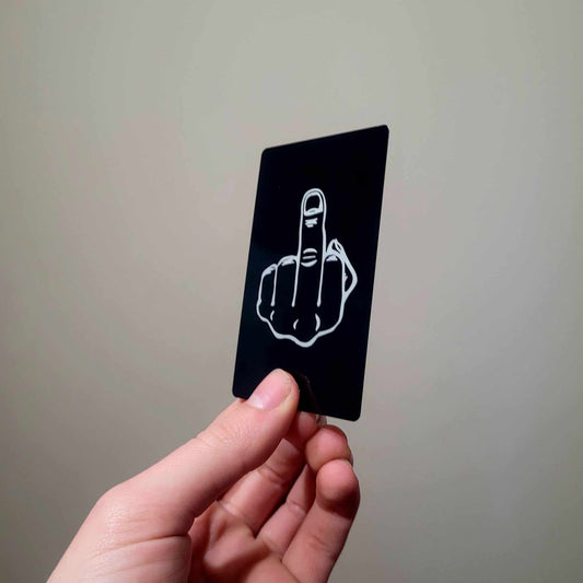 Big Ol' Middle Finger - Black Metal Gag Card