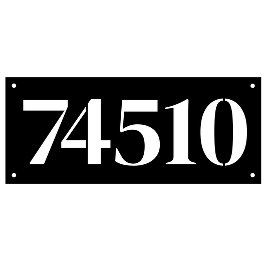 Bold Horizontal Metal House Number Sign