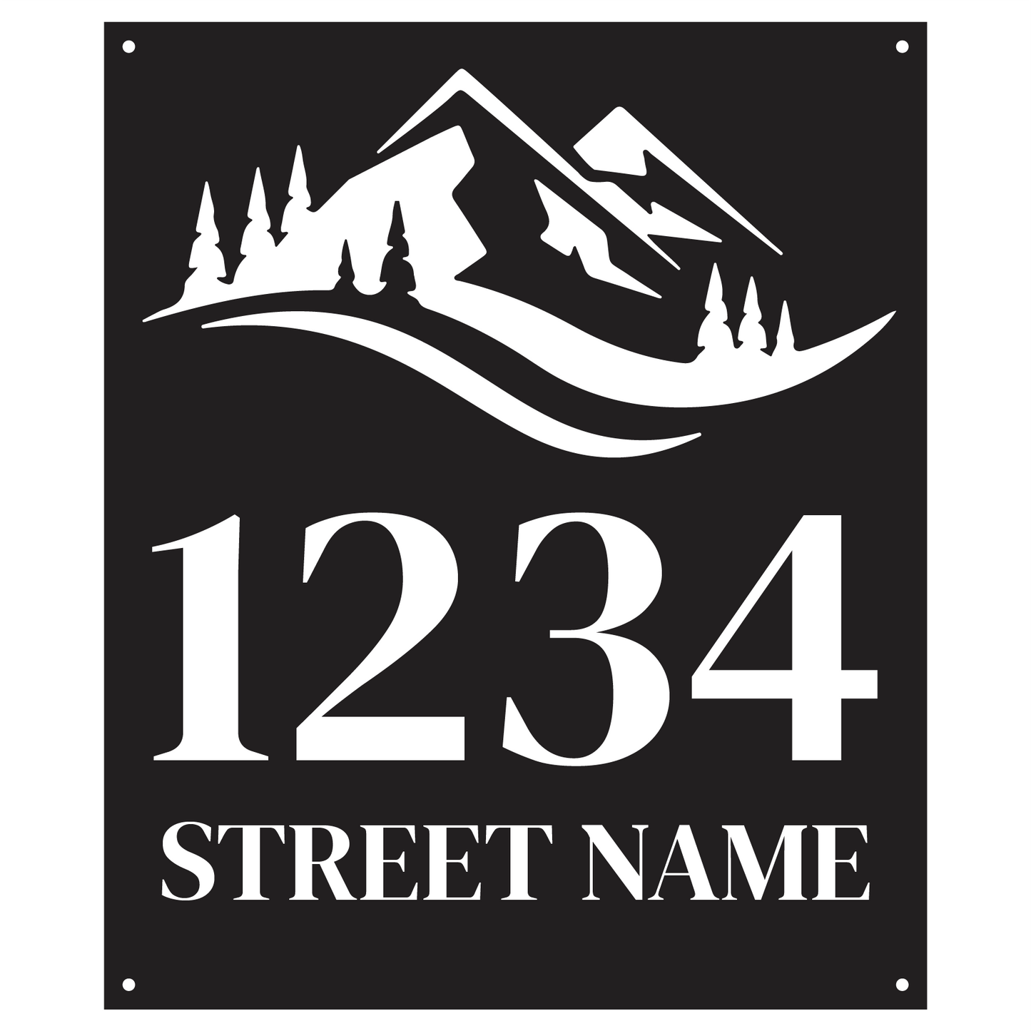 Bold Rustic Mountain Address Sign