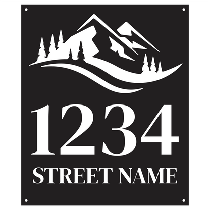 Bold Rustic Mountain Address Sign