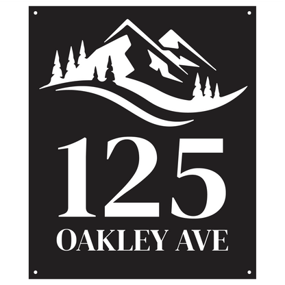 Bold Rustic Mountain Address Sign