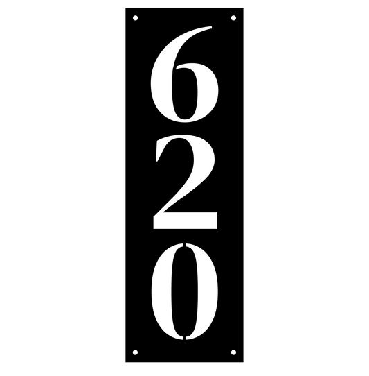 Bold Vertical Metal House Number Sign