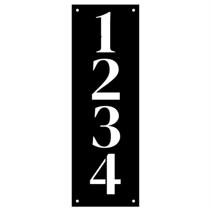 Bold Vertical Metal House Number Sign