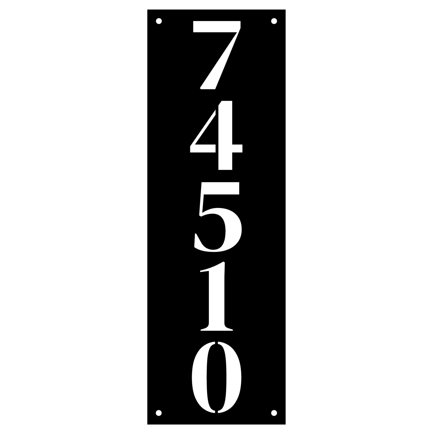 Bold Vertical Metal House Number Sign