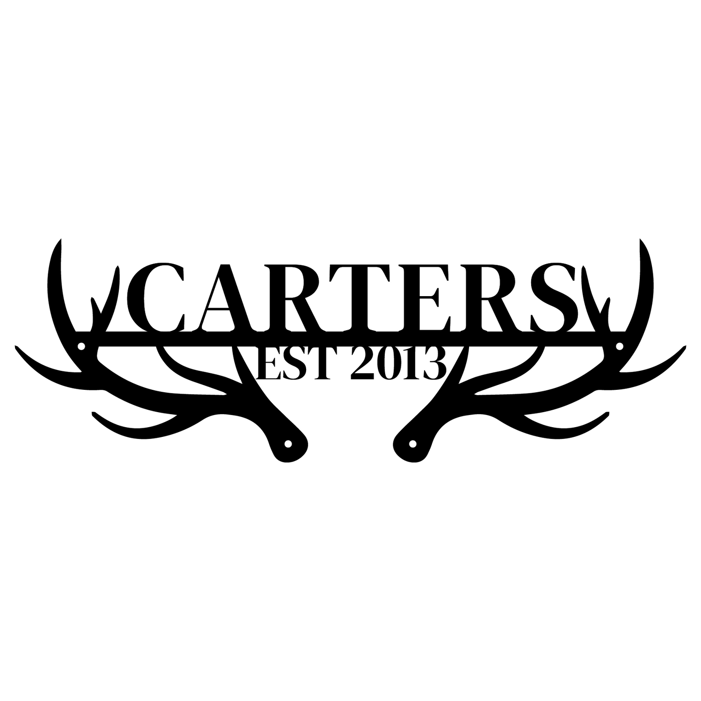 Rustic Antler Family Name Sign with Established Date