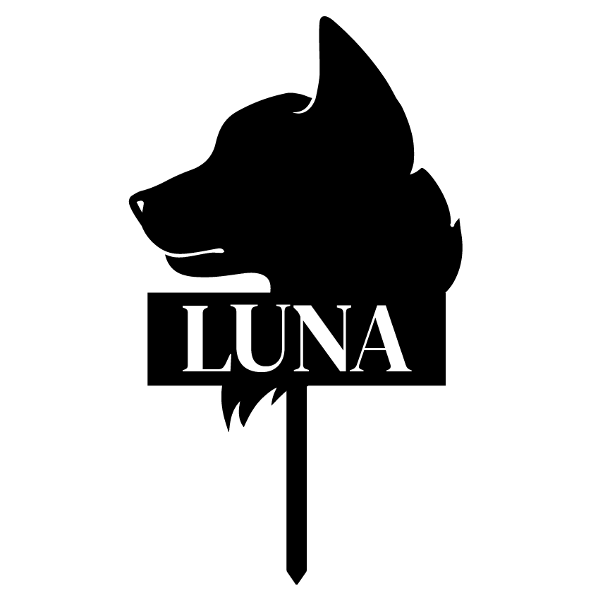 Dog Head Pet Memorial Grave Marker (Ears Up)