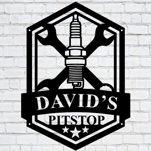 Men's Pitstop Garage Metal Sign