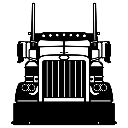 Modern Industrial Semi Truck Metal Sign
