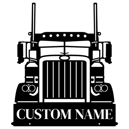 Modern Industrial Semi Truck Metal Sign
