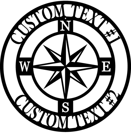 Modern Round Eight-Point Compass Metal Sign