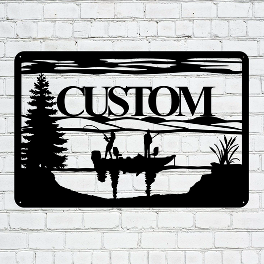 Custom Steel Sign with Fishing Boat