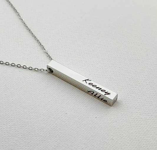 Engravable Vertical Bar Necklace