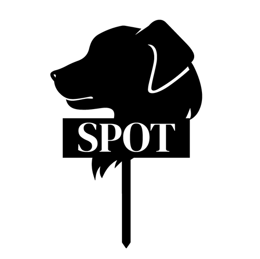 Dog Head Pet Memorial Grave Marker (Ears Down)