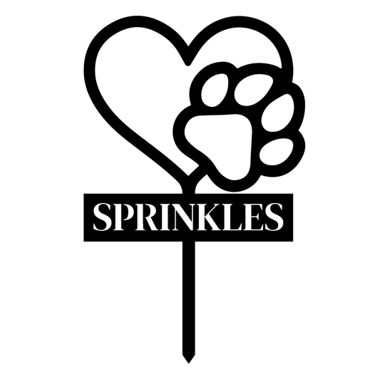 Minimalist Heart and Paw Pet Memorial Grave Marker