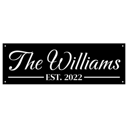 Modern Minimalist Rectangle Family Name Sign with Established Date